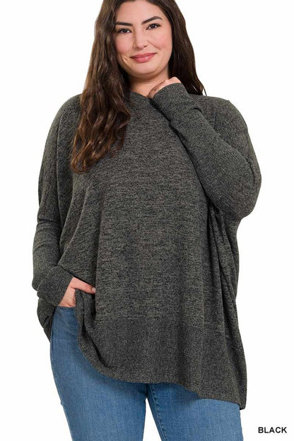 Presley Plus Brushed Melange Hacci Oversized Sweater