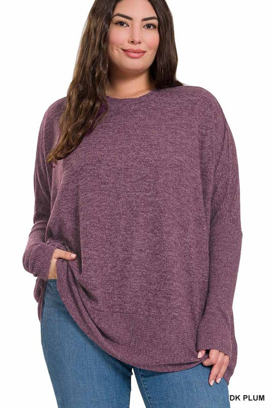 Presley Plus Brushed Melange Hacci Oversized Sweater