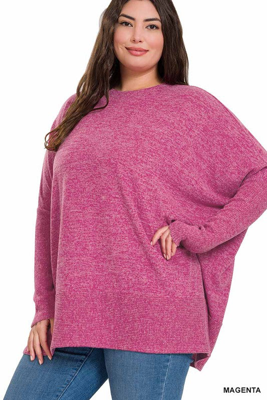 Presley Plus Brushed Melange Hacci Oversized Sweater