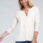 Melange Baby Waffle V-Neck Long Sleeve Top