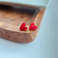 Hand Drawn Heart Studs - Red