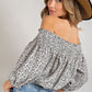 Animal Print Smocked Off the Shoulder Top