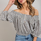 Animal Print Smocked Off the Shoulder Top