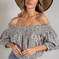 Animal Print Smocked Off the Shoulder Top