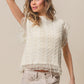 BiBi Layered Pleat Chiffon Edge Cable Knit Top