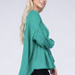 Double Gauze Oversized 3/4 Button Henley Neck Top