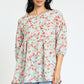 lightweight Button Accent Ditsy Floral Tunic