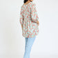 lightweight Button Accent Ditsy Floral Tunic