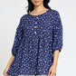 lightweight Button Accent Ditsy Floral Tunic