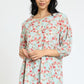 lightweight Button Accent Ditsy Floral Tunic