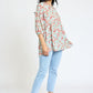 lightweight Button Accent Ditsy Floral Tunic