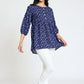 lightweight Button Accent Ditsy Floral Tunic