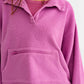 Pocket Detail Boxy Fleece Pullover Sweater