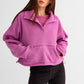 Pocket Detail Boxy Fleece Pullover Sweater