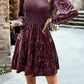 Long sleeve smocked velvet dress