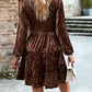 Long sleeve smocked velvet dress