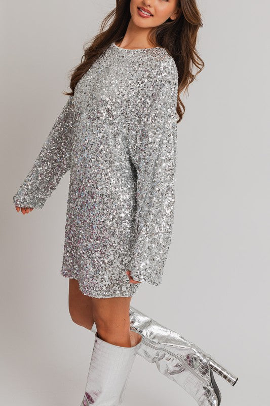 Long Sleeve Sequin Mini Dress