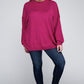 Plus Oversized Round Neck Raw Seam Melange Sweater