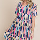 BOMBOM Ruched Color Block Short Sleeve Mini Dress