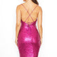 Sequin Cowl Front Bodycon Dress