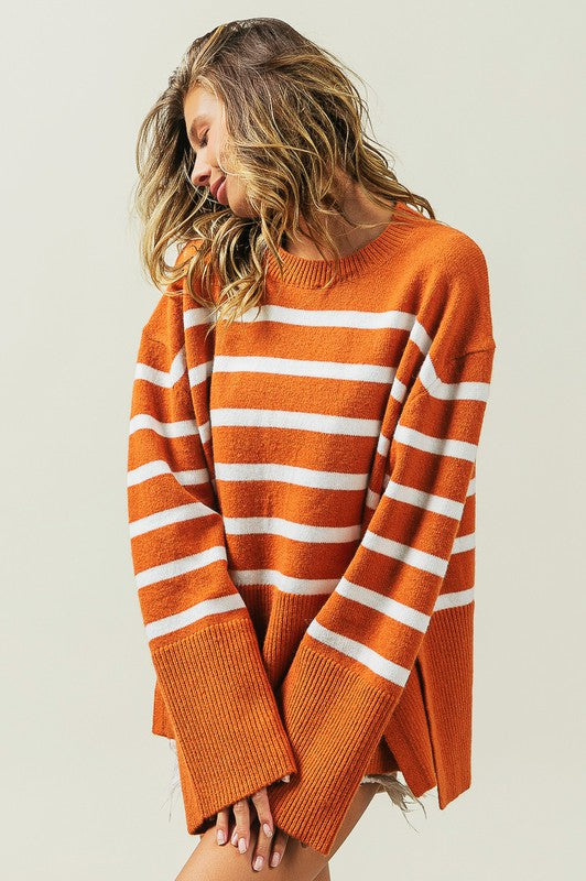 Melanie Ribbed Hem Stripe Sweater