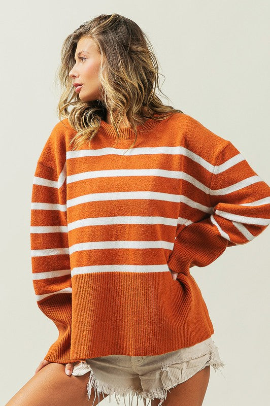 Melanie Ribbed Hem Stripe Sweater