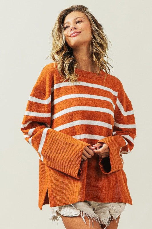 Melanie Ribbed Hem Stripe Sweater