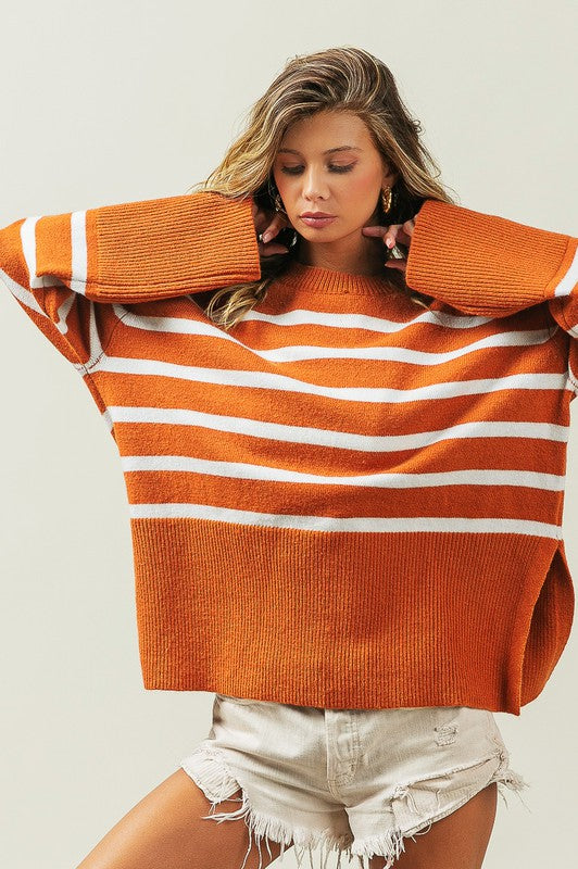 Melanie Ribbed Hem Stripe Sweater