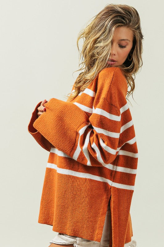 Melanie Ribbed Hem Stripe Sweater