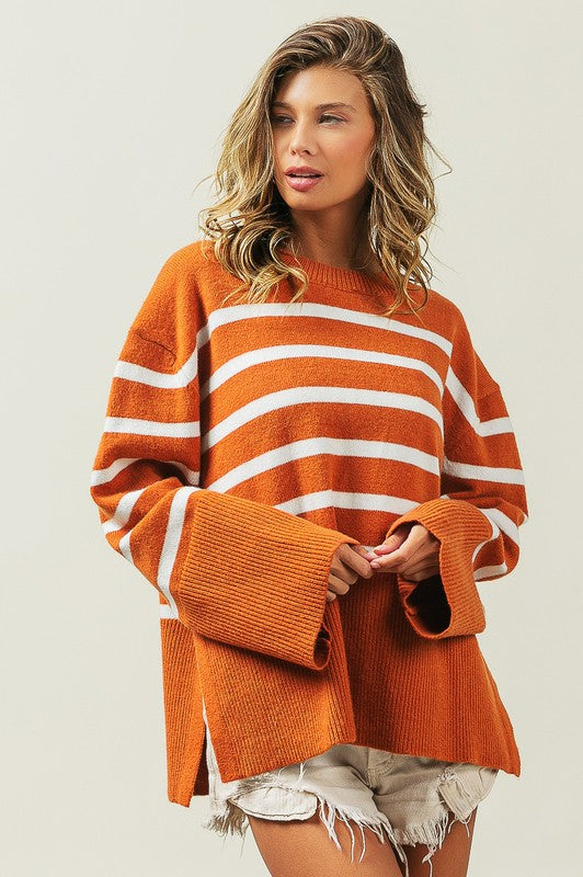 Melanie Ribbed Hem Stripe Sweater