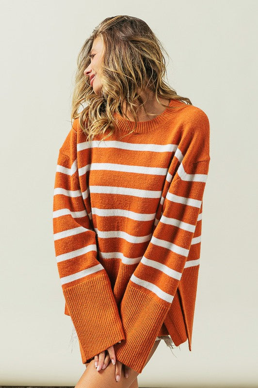 Melanie Ribbed Hem Stripe Sweater