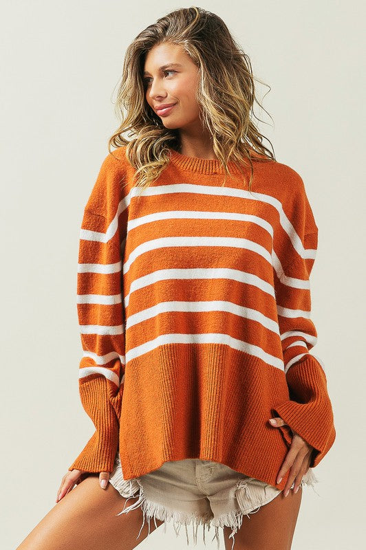 Melanie Ribbed Hem Stripe Sweater