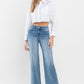 High Rise Wide Leg Jeans with Trouser Hem Detail