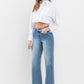 High Rise Wide Leg Jeans with Trouser Hem Detail