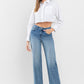 High Rise Wide Leg Jeans with Trouser Hem Detail