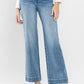 High Rise Wide Leg Jeans with Trouser Hem Detail