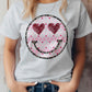 Retro Valentine Happy Smile Hearts Graphic Tee