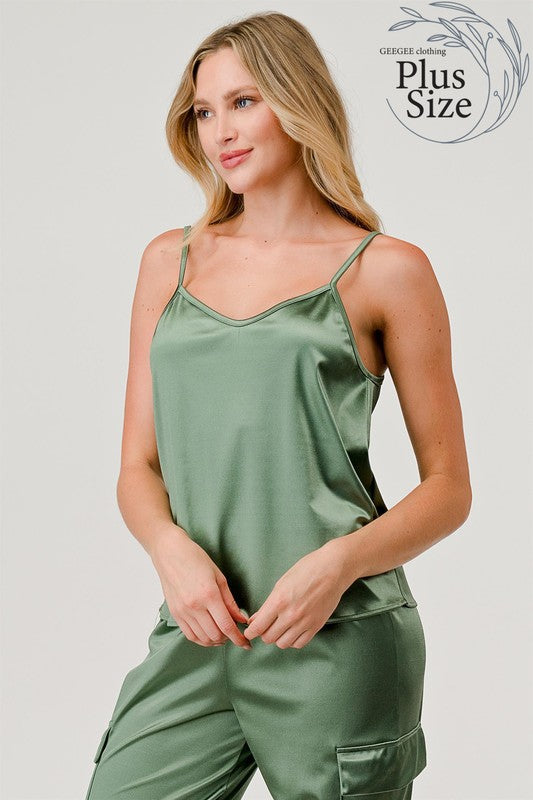 Plus Satin Tank Top