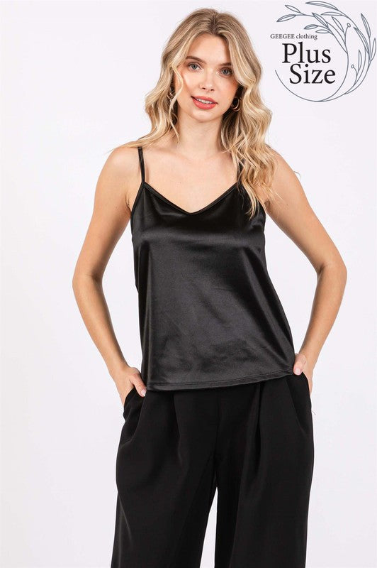 Plus Satin Tank Top