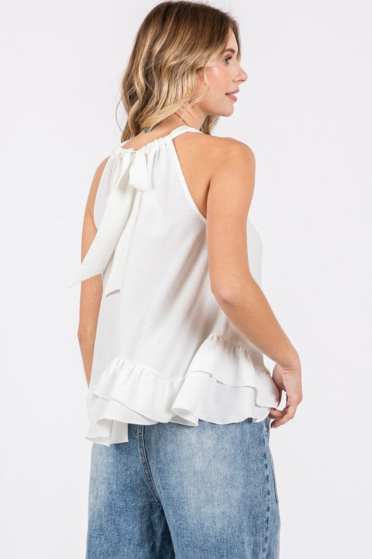 Plus Ruffle Trim Sleeveless Blouse