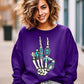 Skeleton Concho Rings Graphic Fleece Sweatshirts