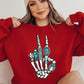 Skeleton Concho Rings Graphic Fleece Sweatshirts