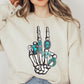 Skeleton Concho Rings Graphic Fleece Sweatshirts