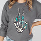 Skeleton Concho Rings Graphic Fleece Sweatshirts