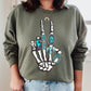 Skeleton Concho Rings Graphic Fleece Sweatshirts