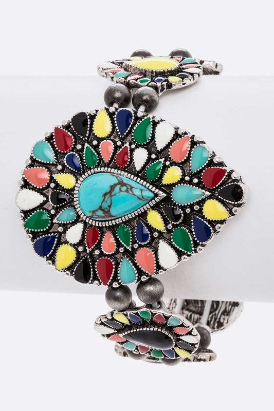 Iconic Stone Enamel Western Stretch Bracelet