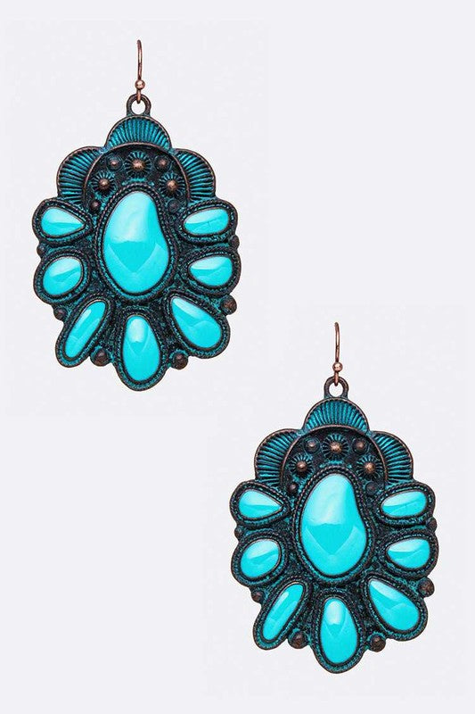 Squash Blossom Western Enamel Earrings