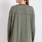 Mineral Washed Round Neckline Long Sleeves Top