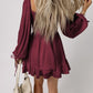 Plain Ruffled High Waist Square Neck Mini Dress