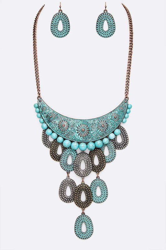 Mix Texture Western Statement Necklace Set